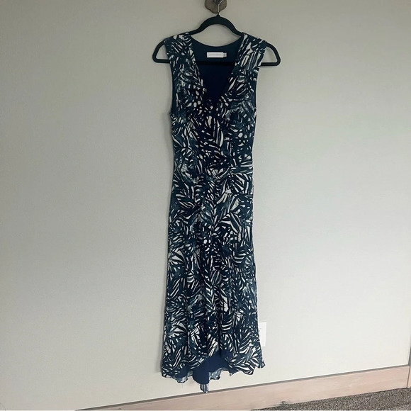 Jonathan Simkhai Priscilla Palm Print Sleeveless V-Neck Midi Dress Blue Women 2 - Picture 3 of 12